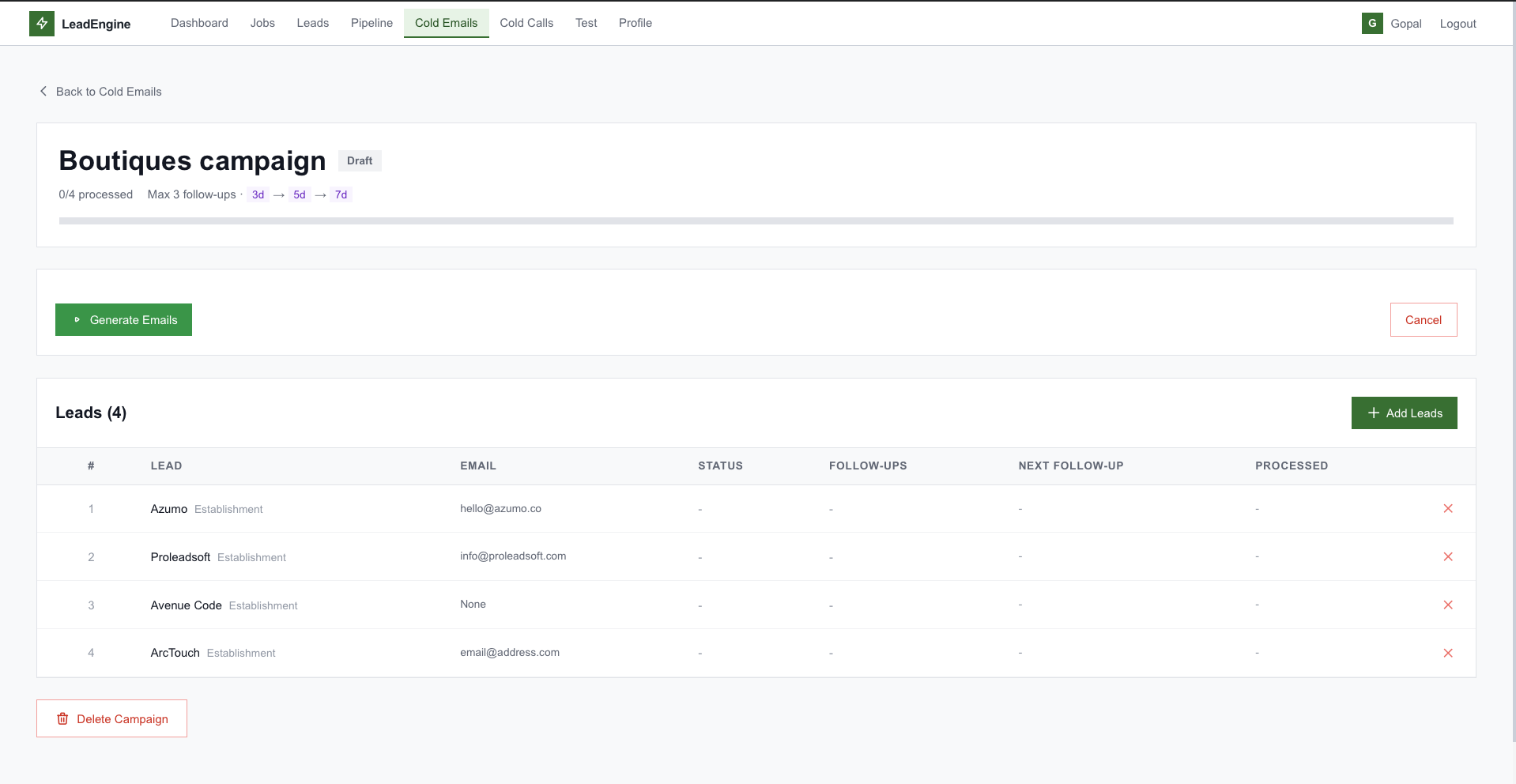 Campaigns screenshot