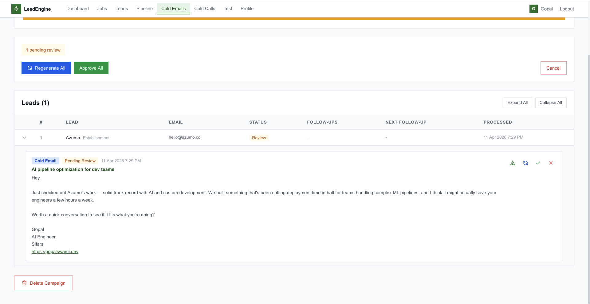 Cold email screenshot